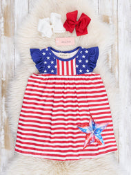 Patriotic Stars & Stripes Ruffle Dress