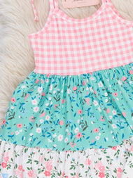Gingham Garden Tie Ruffle Dress