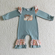Pumpkin embroidery long sleeve cotton baby fall romper