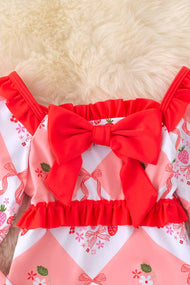 Sweet strawberry & bow printed swim set