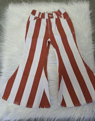 Brown and White Stripe Flare Leg Girls Pants