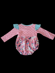 Girls Checked and Floral Print Bubble Romper