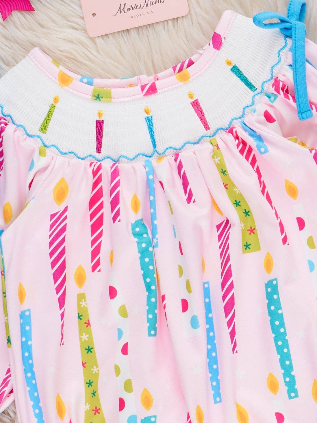 Wish Upon a Candle Smocked Ruffle Bubble Romper