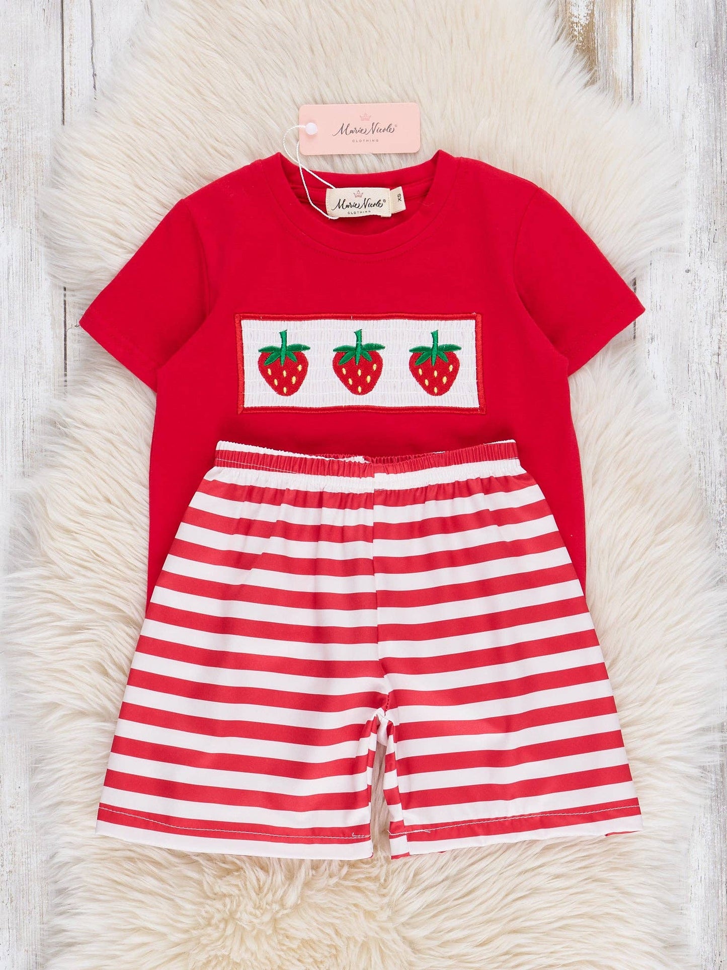 Striped Strawberry Smocked Outfit