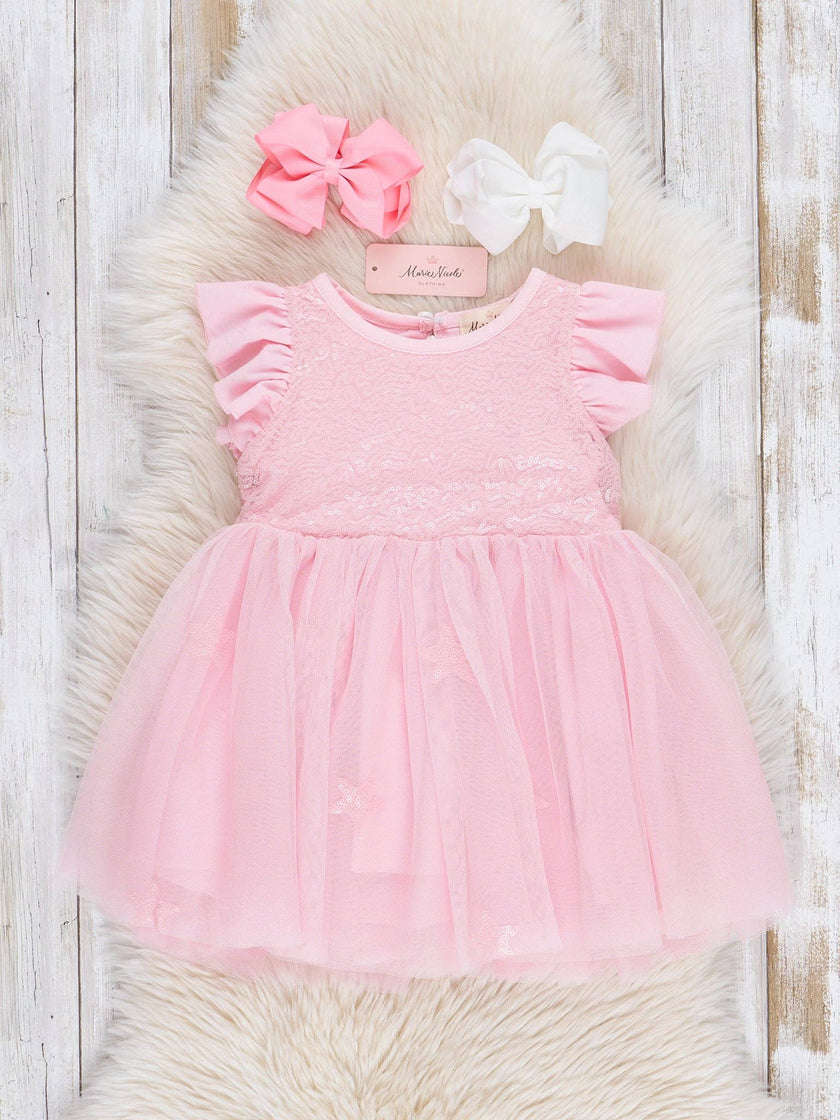 Pink Starry Flutter Tulle Dress
