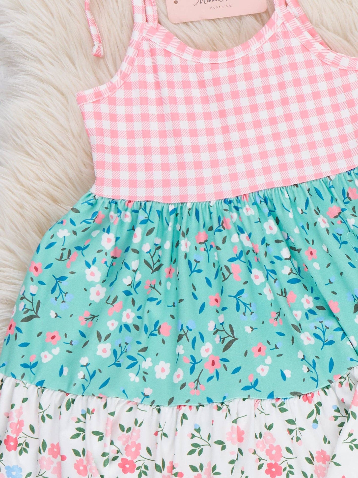 Gingham Garden Tie Ruffle Dress