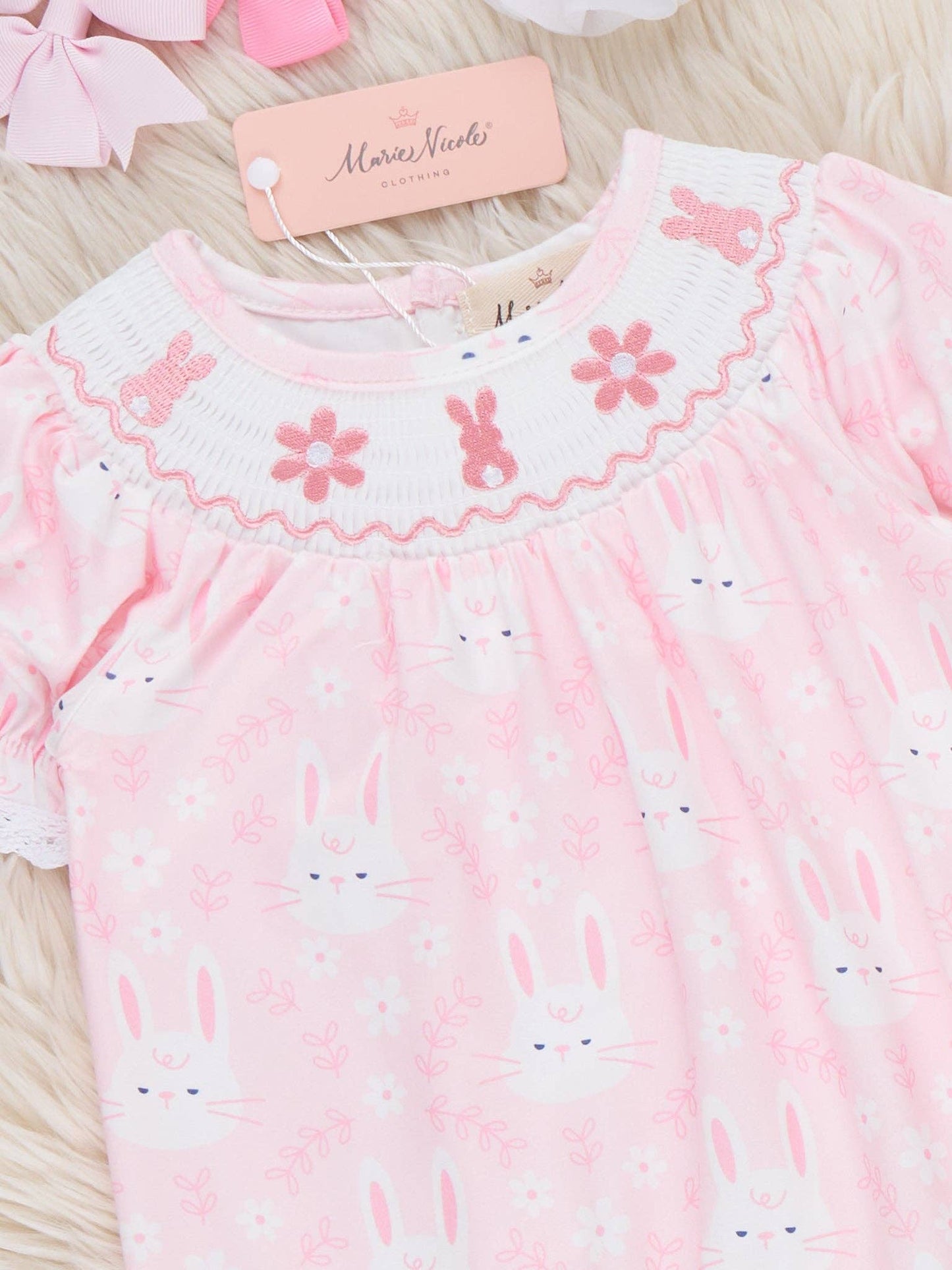 Hoppy Bunnies Smocked Ruffle Romper