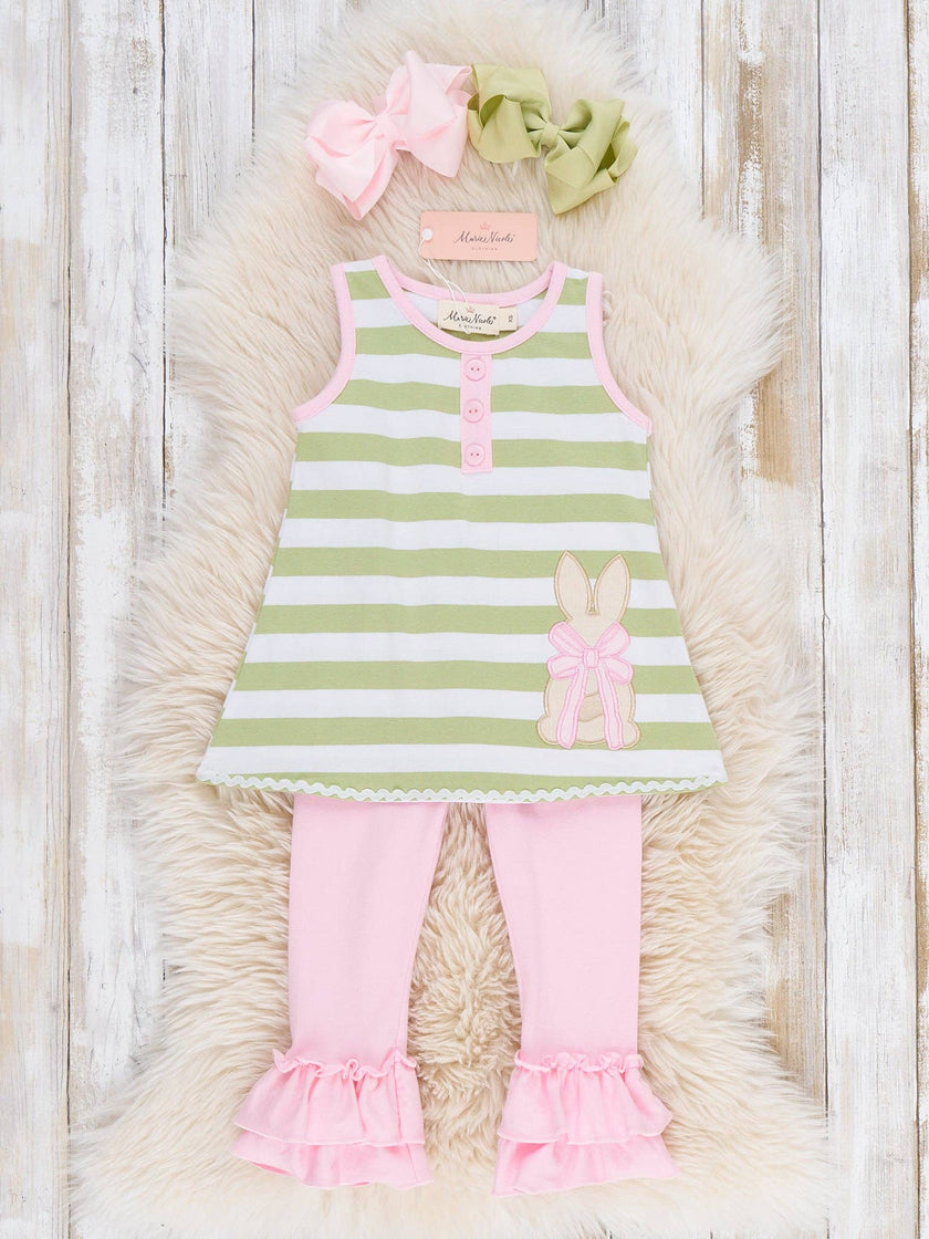 Ribbon Warren Stripe Embroidered Cotton Outfit