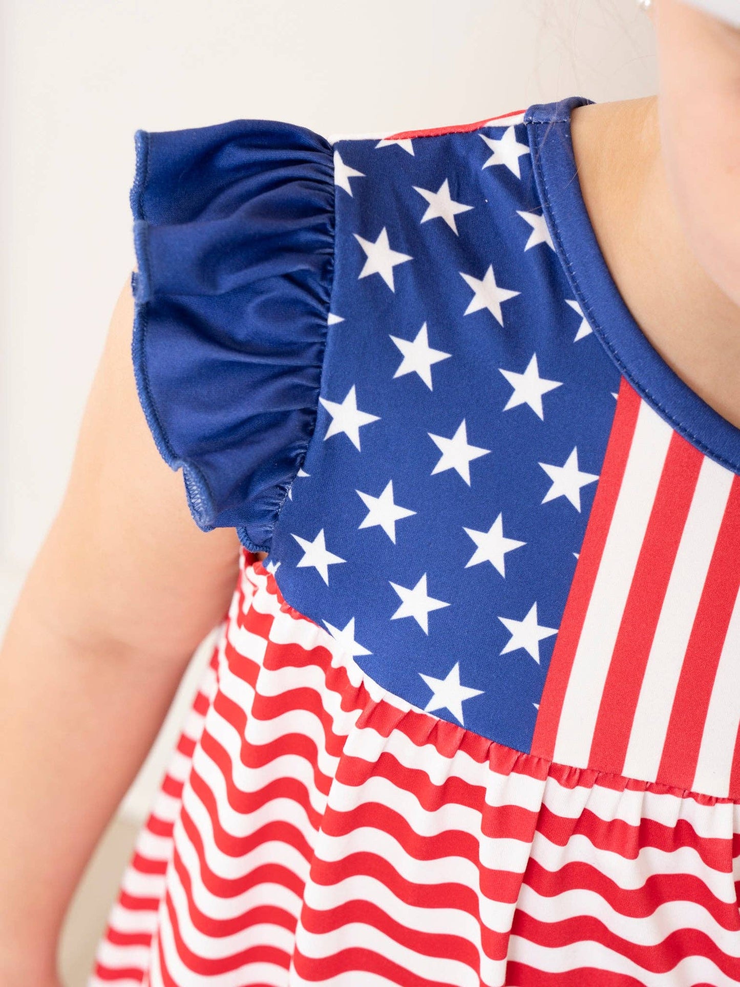 Patriotic Stars & Stripes Ruffle Dress