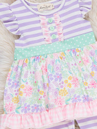 Springtime Petals & Stripes Ruffle Outfit