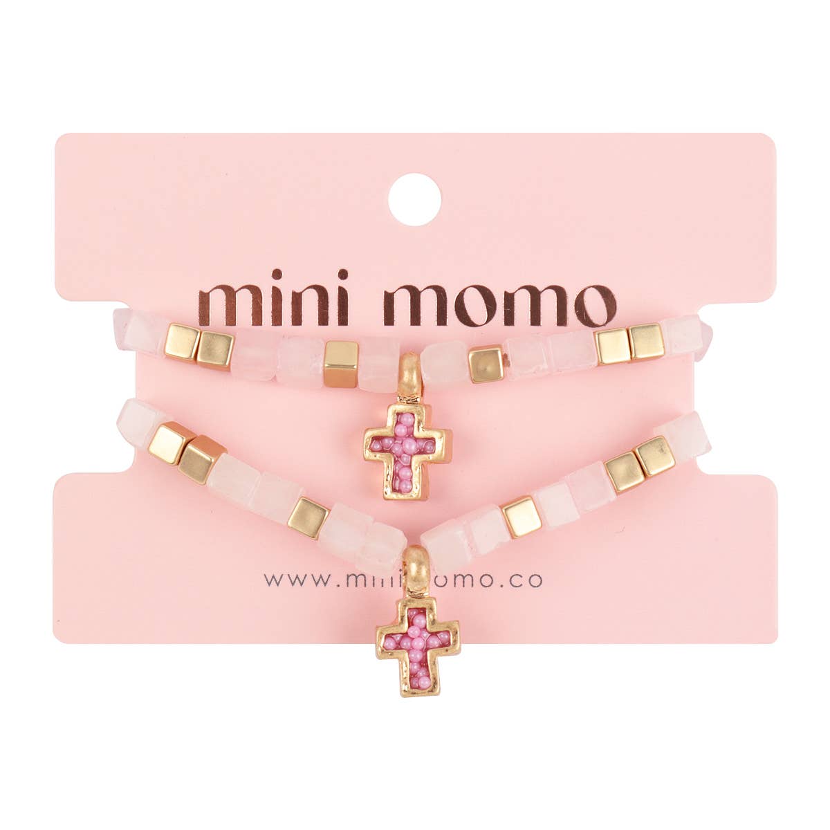 Mommy & Me Cross Bracelets Religious Natural Stone Bead Set: Brown Jasper