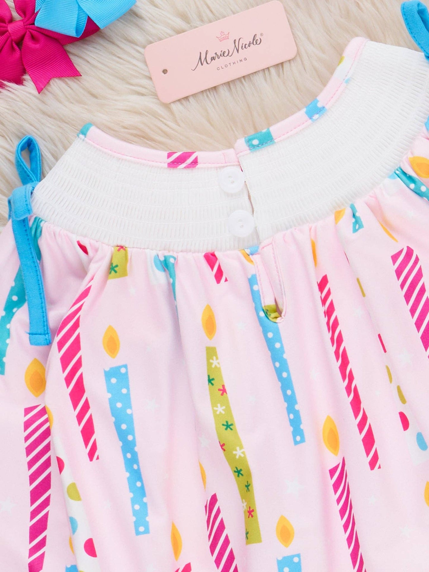 Wish Upon a Candle Smocked Ruffle Bubble Romper