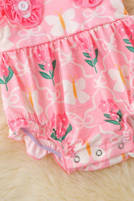 Butterfly & floral printed baby onesie with snaps.