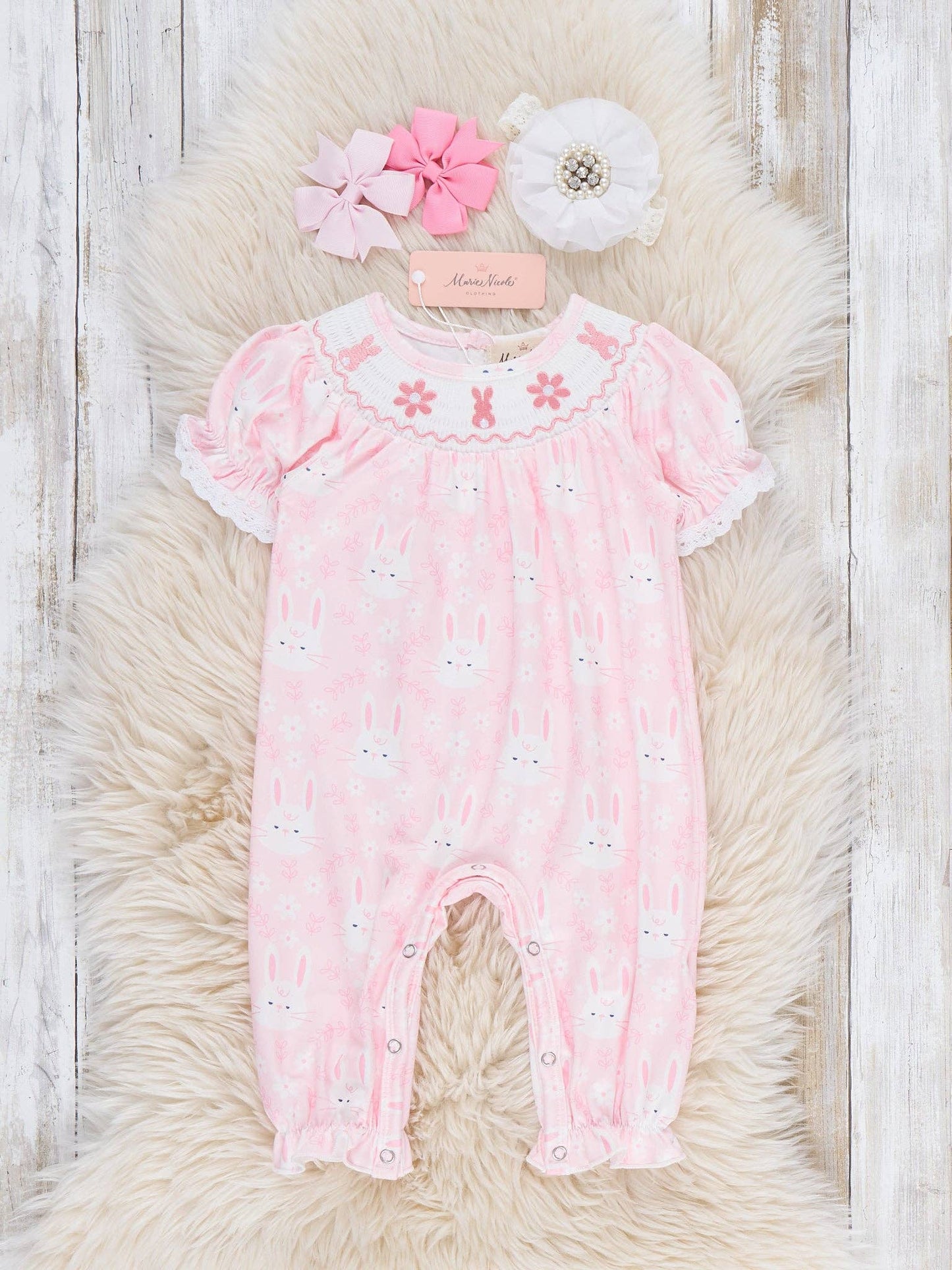 Hoppy Bunnies Smocked Ruffle Romper