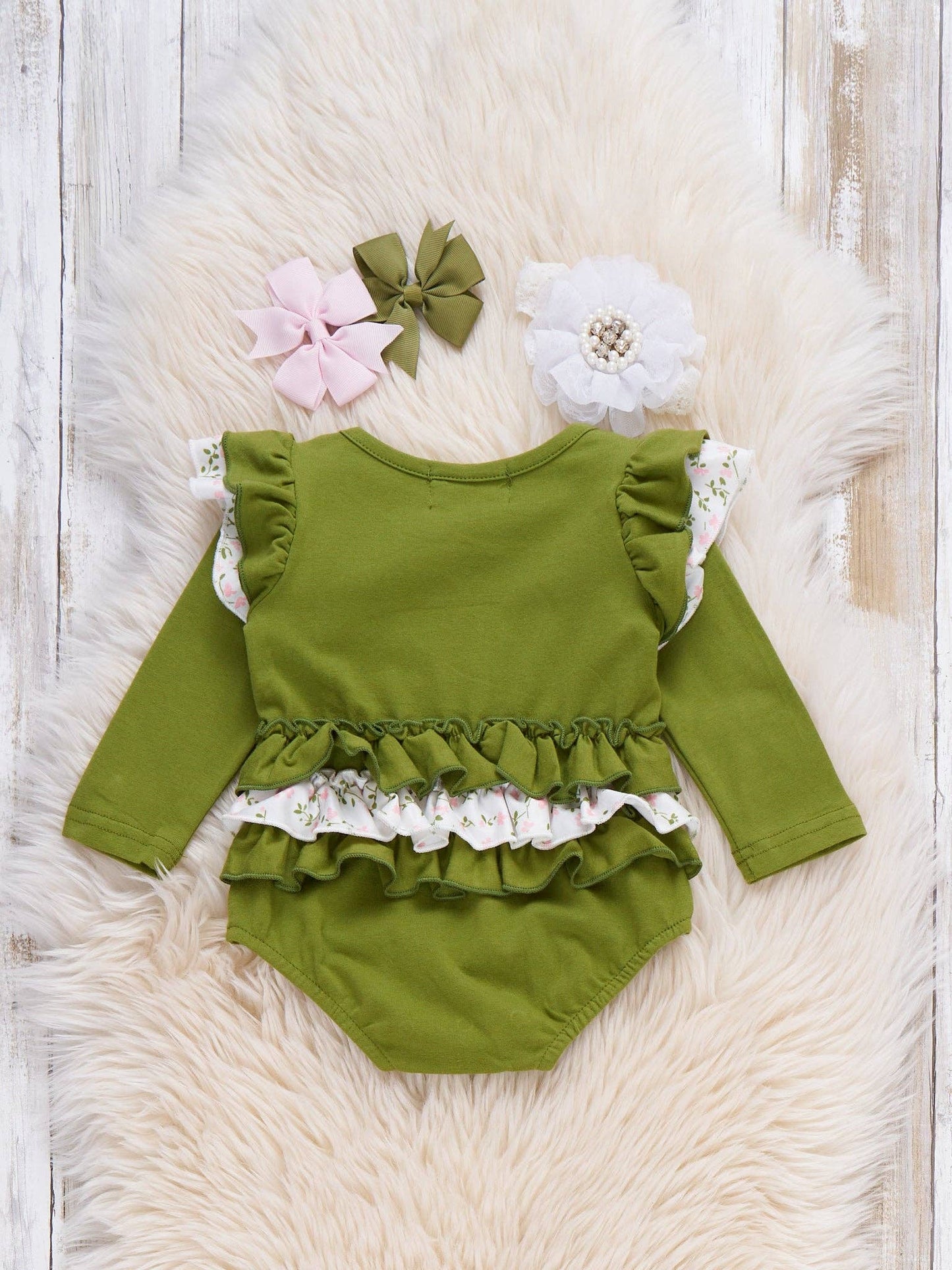 Bow Blessings Shamrock Embroidered Romper