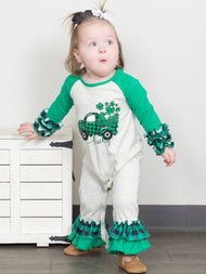 Lucky Clover Truck Raglan Ruffle Romper - Restocked!