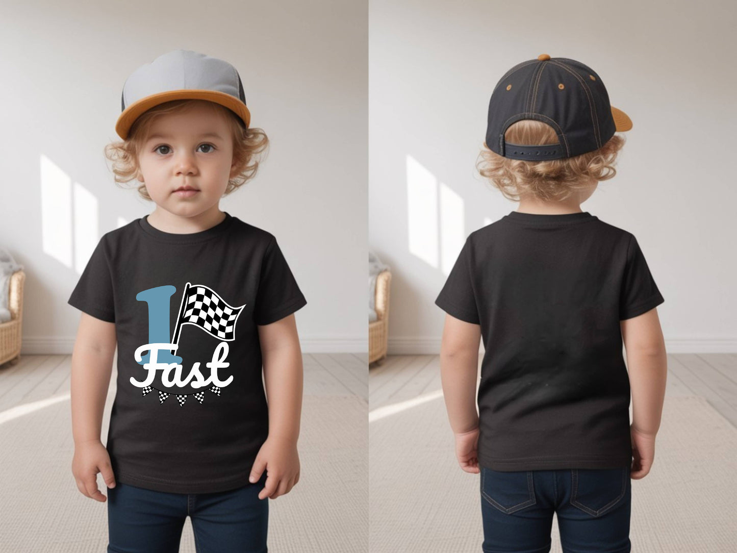 Kids Birthday Tees - Fast 1 Check Flag