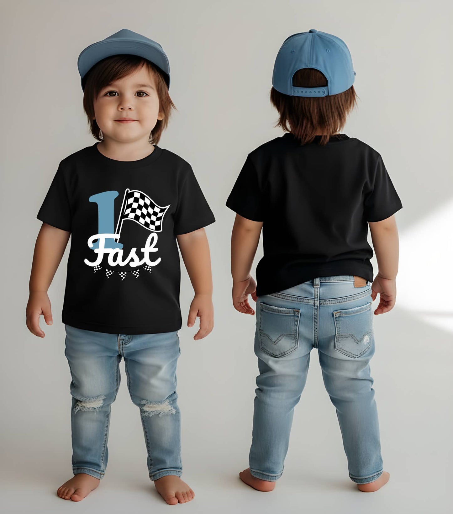 Kids Birthday Tees - Fast 1 Check Flag