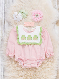 Lucky Lane Embroidered Ruffle Bubble Romper