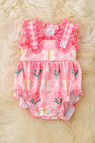 Butterfly & floral printed baby onesie with snaps.