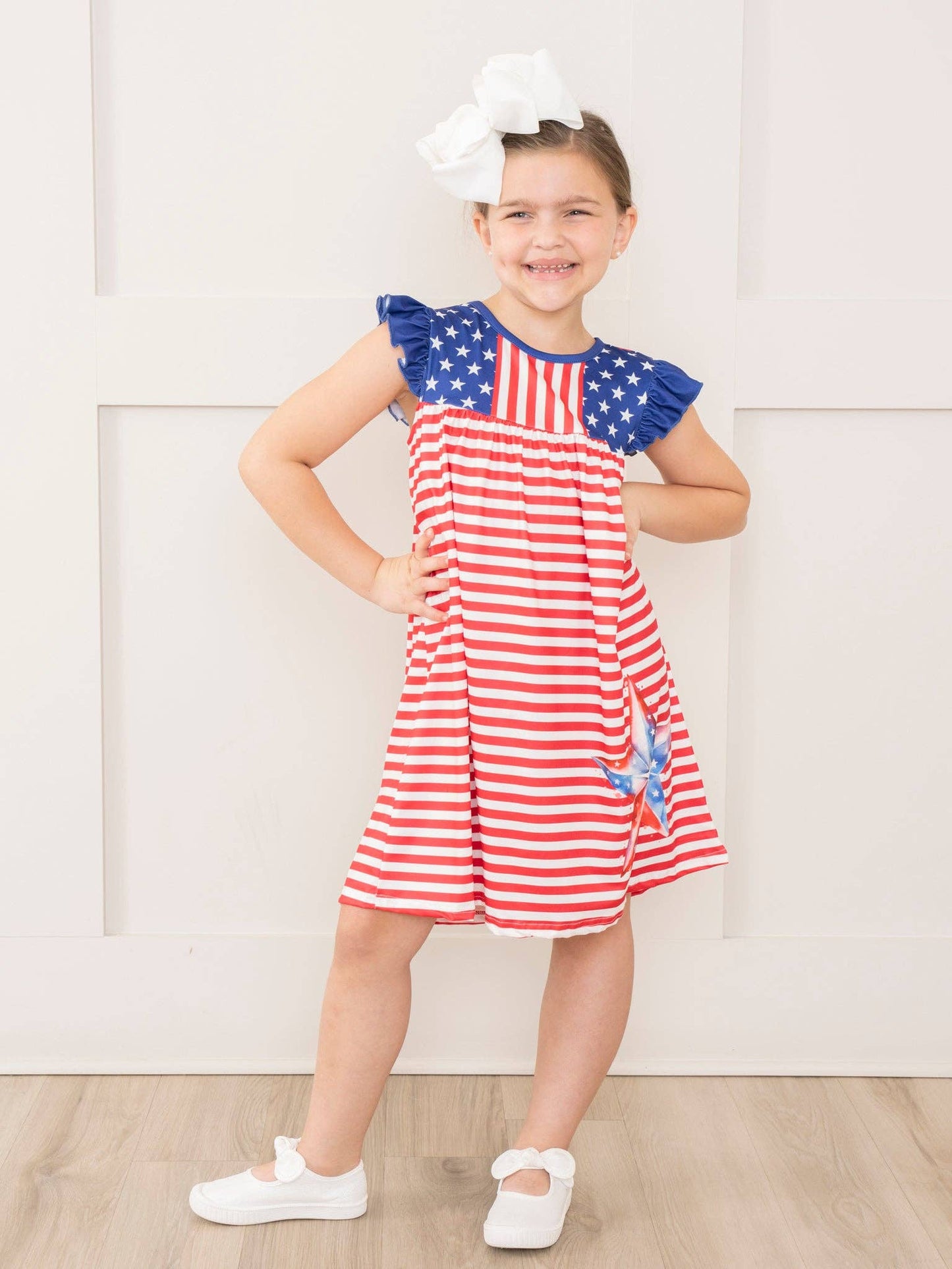 Patriotic Stars & Stripes Ruffle Dress