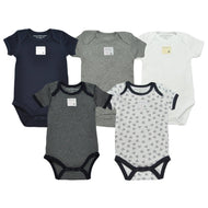 Set of 5 Short Sleeve Bodysuits: Blueberry