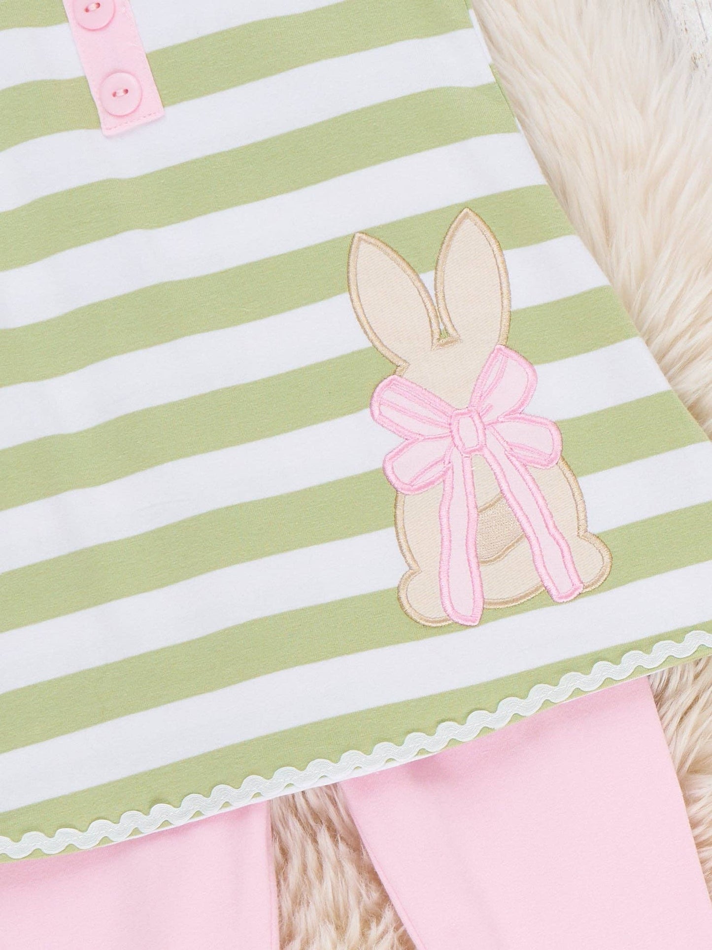 Ribbon Warren Stripe Embroidered Cotton Outfit