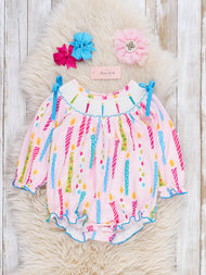 Wish Upon a Candle Smocked Ruffle Bubble Romper