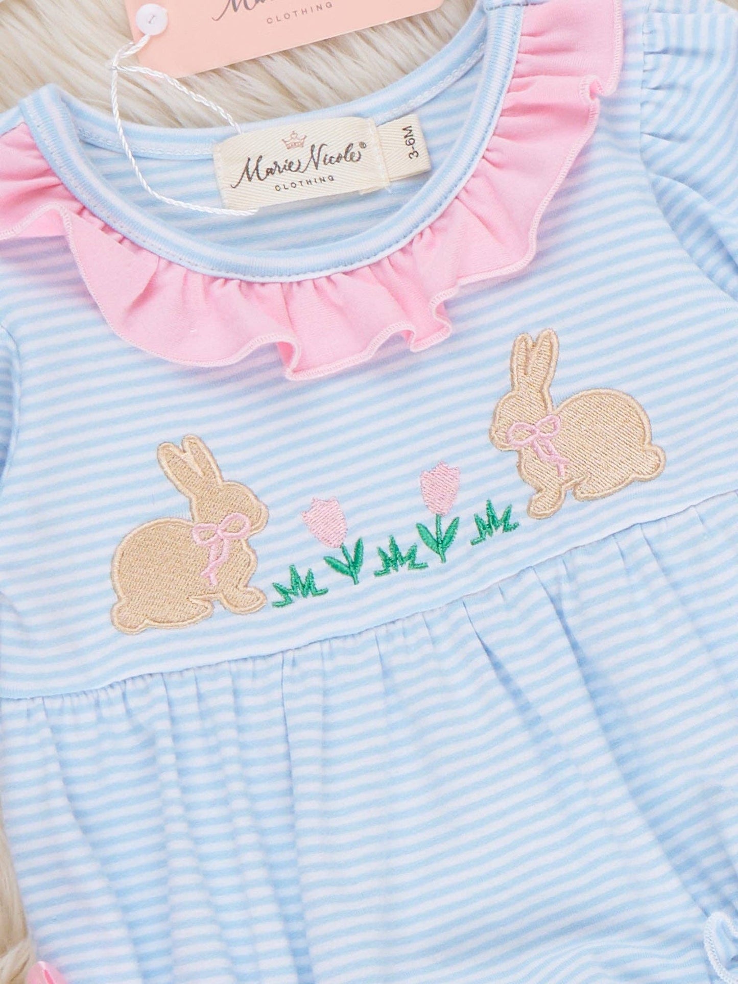 Picnic Hop Embroidered Cotton Ruffle Bubble Romper