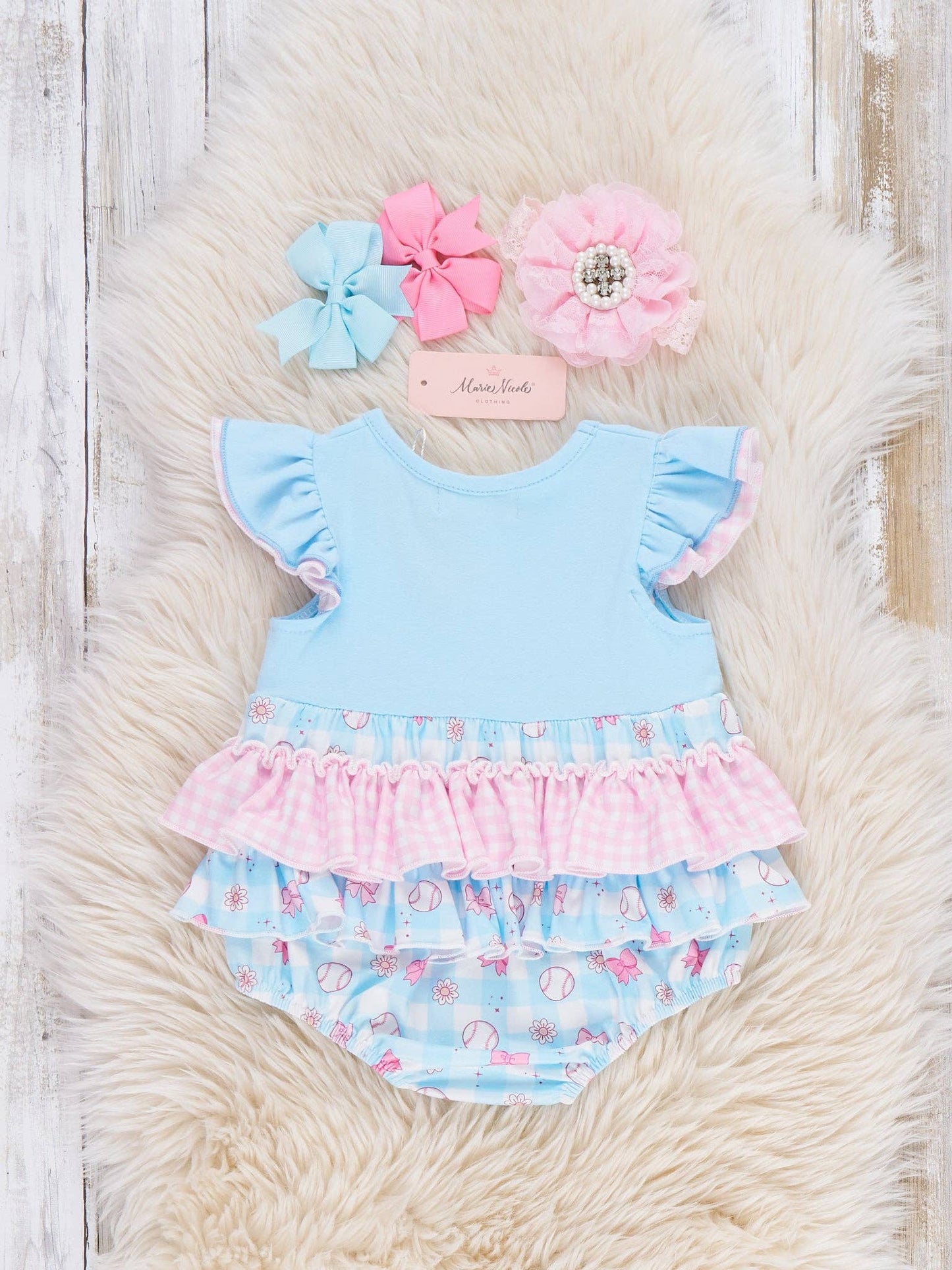 Bowtie Ballpark Ruffle Bubble Romper