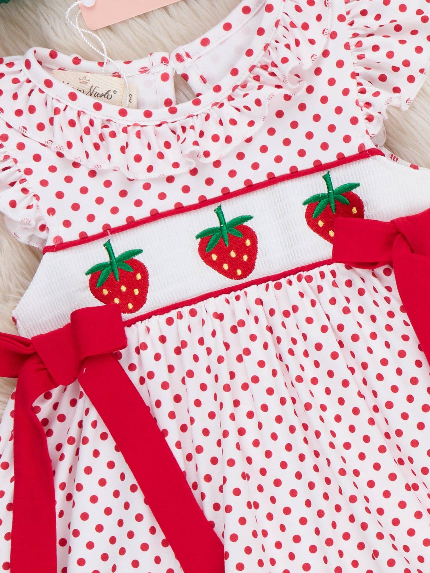 Polka Dot Strawberry Smocked Outfit