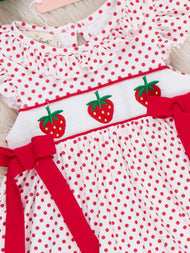 Polka Dot Strawberry Smocked Outfit