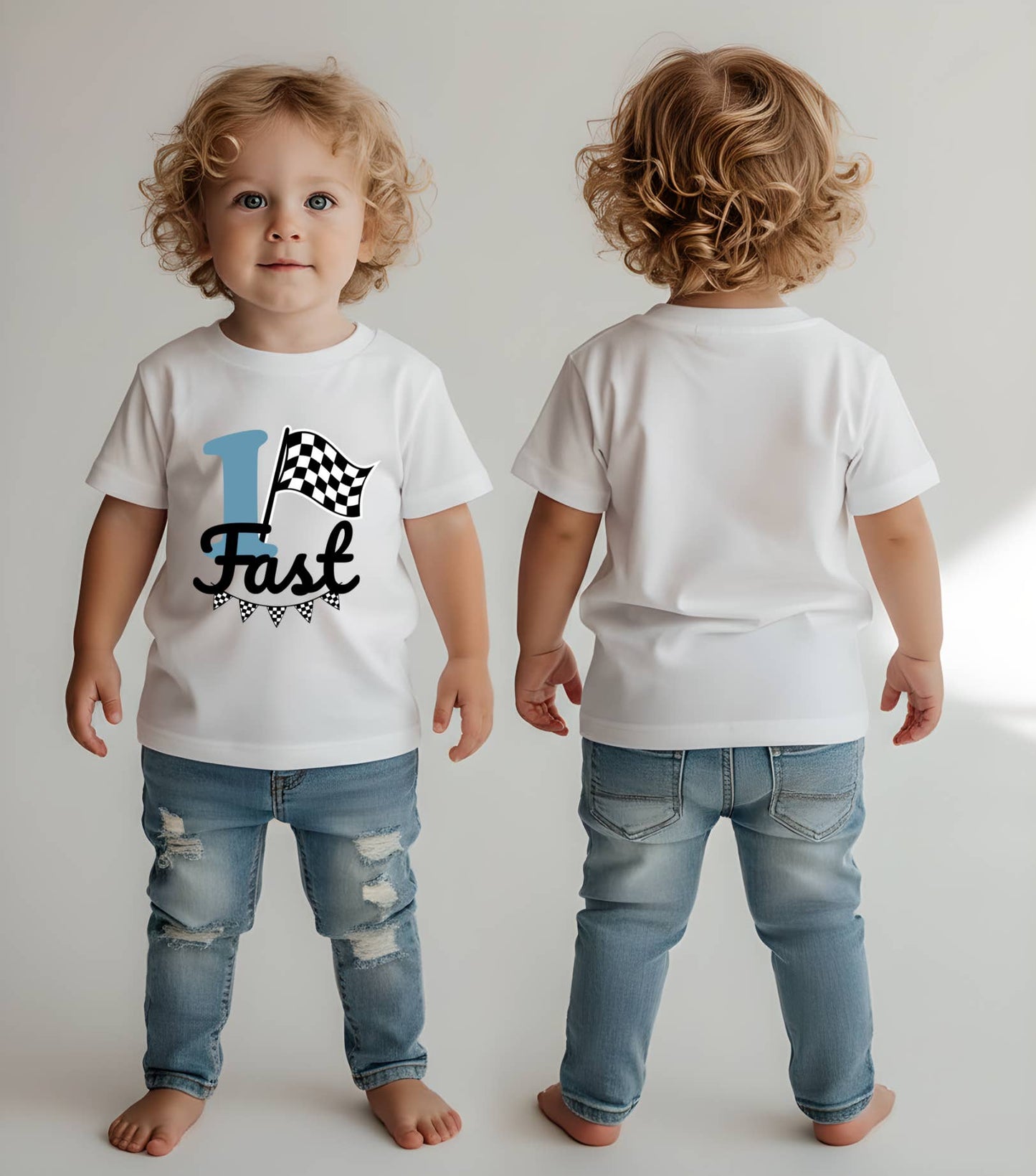 Kids Birthday Tees - Fast 1 Check Flag